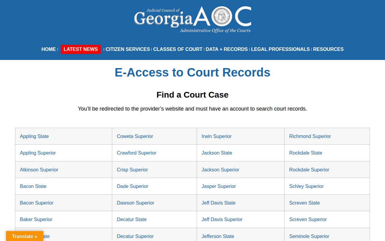 Thomas County court release record e-access source