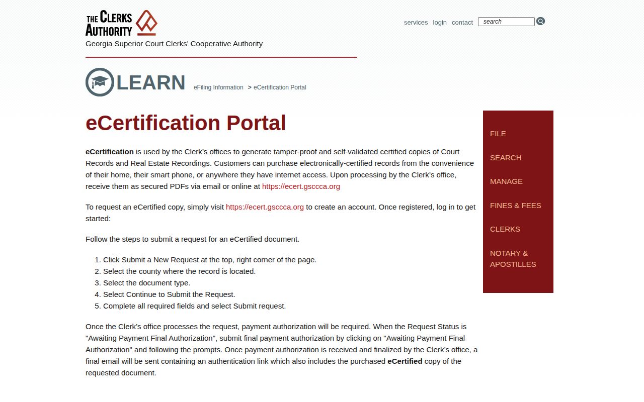 Thomas County court release order eCertification source