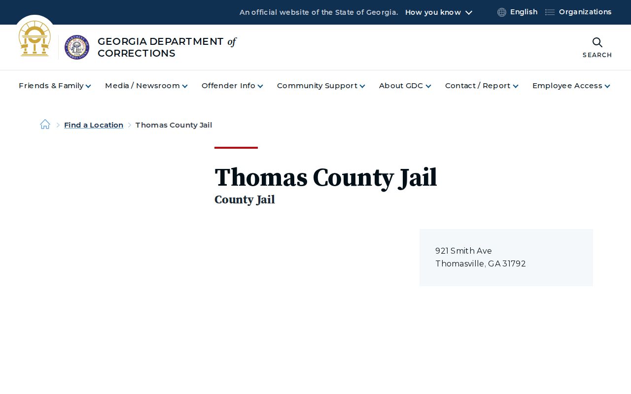 Thomas County Jail release records location source