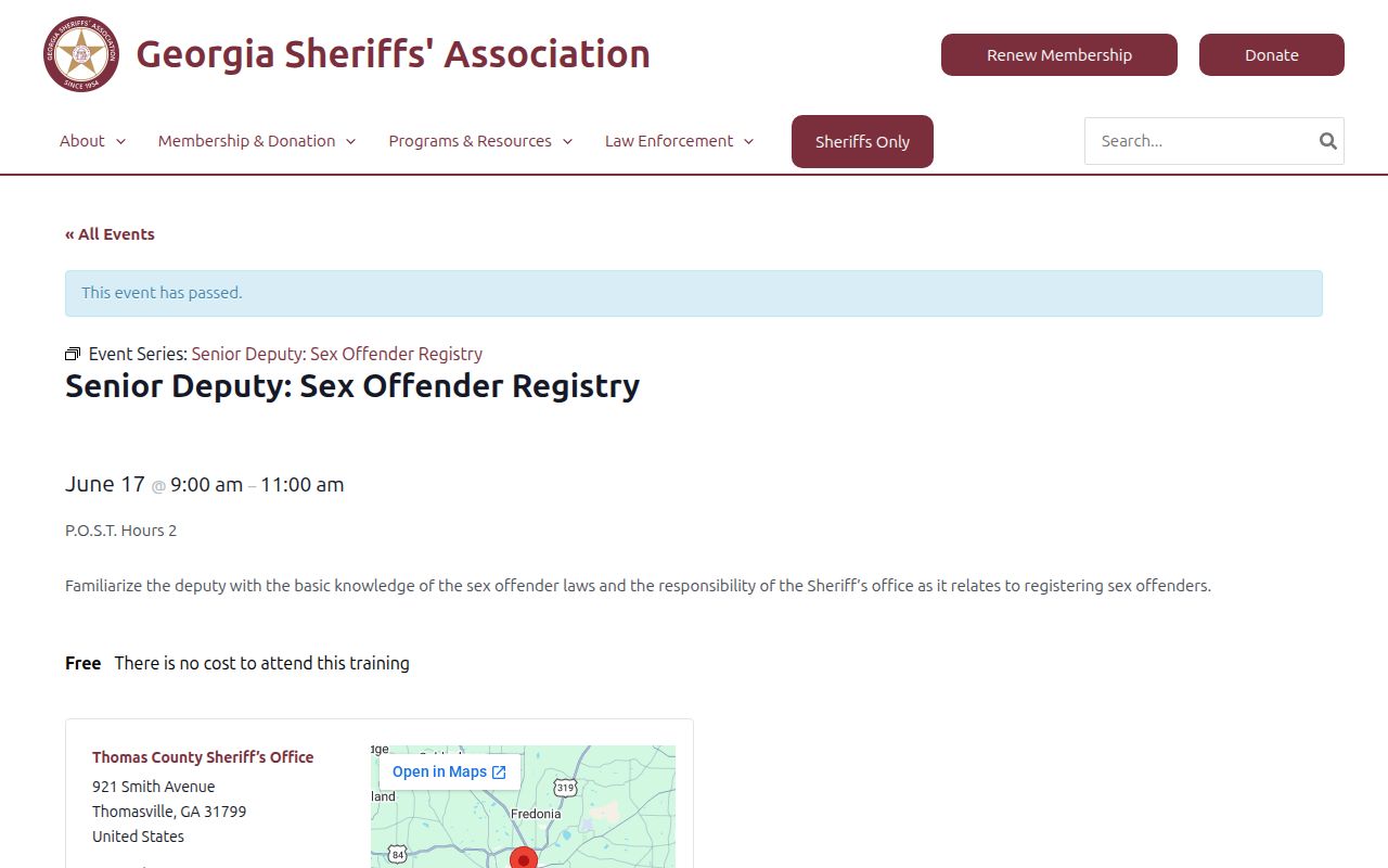 Thomas County Sheriff app public records context