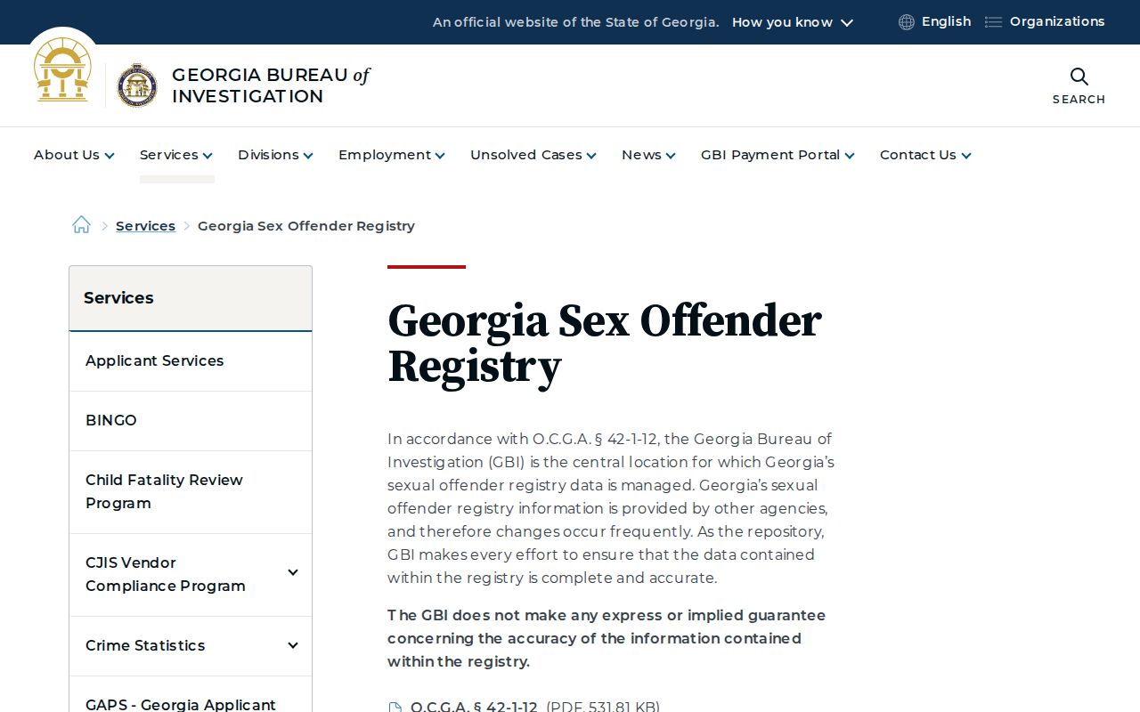 Georgia Bureau of Investigation sex offender registry overview